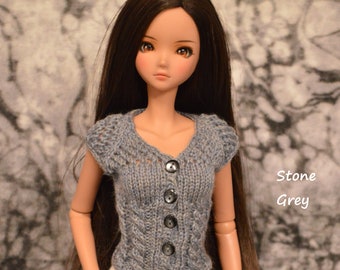 Choice of Hand-knit vests with cable design at waist for Smart Doll and 1/3 scale BJDs