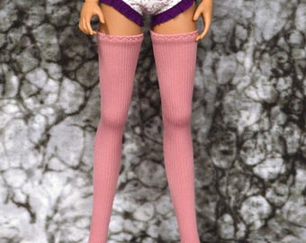 Pink Ribbed Thigh High Stockings for Classic and Pear Body Smart Doll and 1/3 scale BJDs