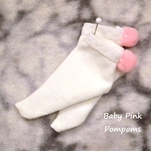 Choose with or without pompoms, short white socks for Smart Doll and feet 60-65mm in length Baby Pink