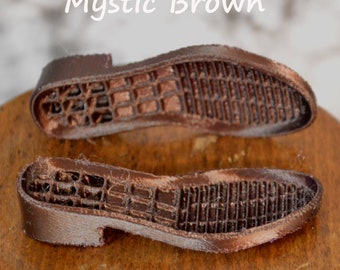 New colors of Hard Plastic Shoe Bases/Soles to make your own doll sandals/shoes for vinyl Smart Doll: mystic brown & beige.
