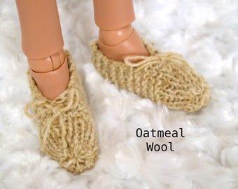 Smart Doll gals' and guys' Hand-Knit Slippers to match our Pajamas, or not. Will fit other SD scale BJDs also.