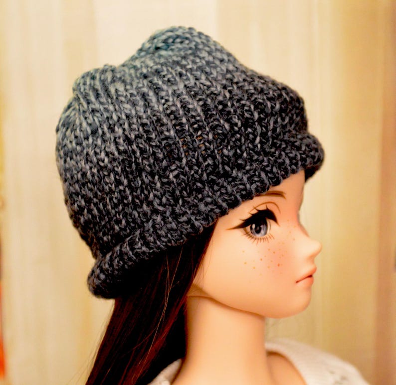 Smart Doll hand-knit Hats in color choices Blue-Gray Merino