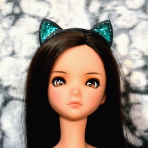 Choose GLITTER color of Cat Ears Headband that fits Smart Doll and 8-9&quot; bjd heads