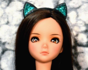 Choose GLITTER color of Cat Ears Headband that fits Smart Doll and 8-9" bjd heads