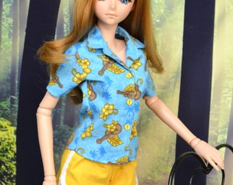 Camisas de viaje de manga corta para muñecas inteligentes con botones funcionales. También se adaptan a las BJD de escala 1/3 con las siguientes medidas.