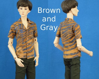 Short-sleeved shirts with working buttons in a variety of colors and patterns to fit slim 70 cm BJDs, Dollshe Pure, etc.