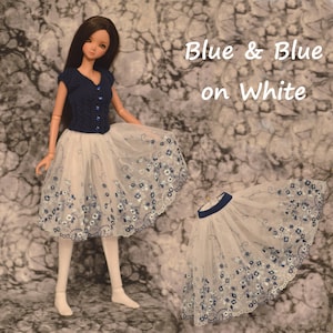 Lace Skirt and Knit Vest set for Smart Doll and slim 60cm BJDs Navy Blue