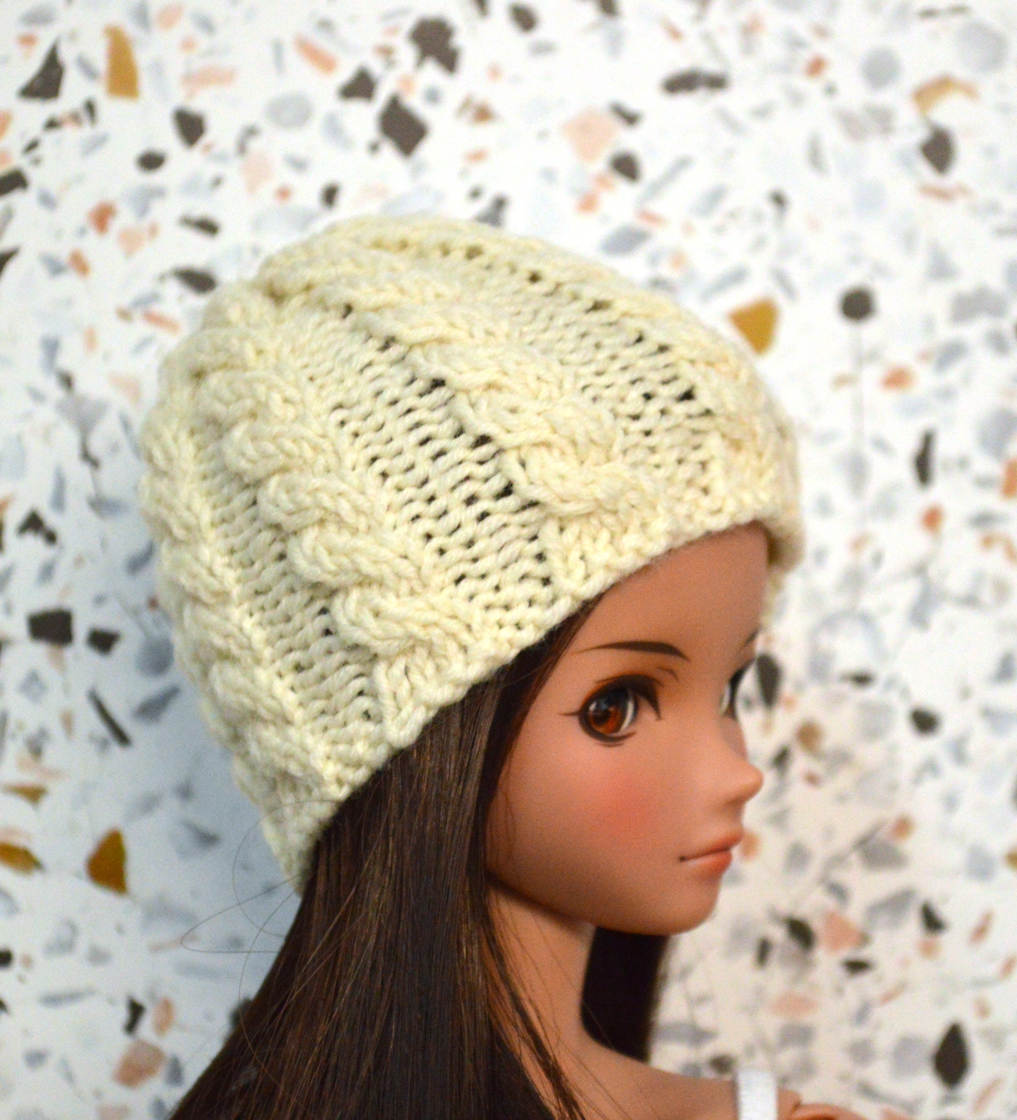 Hand-knit Wool Hat With Cable Design for Smart Doll and 1/3 - Etsy