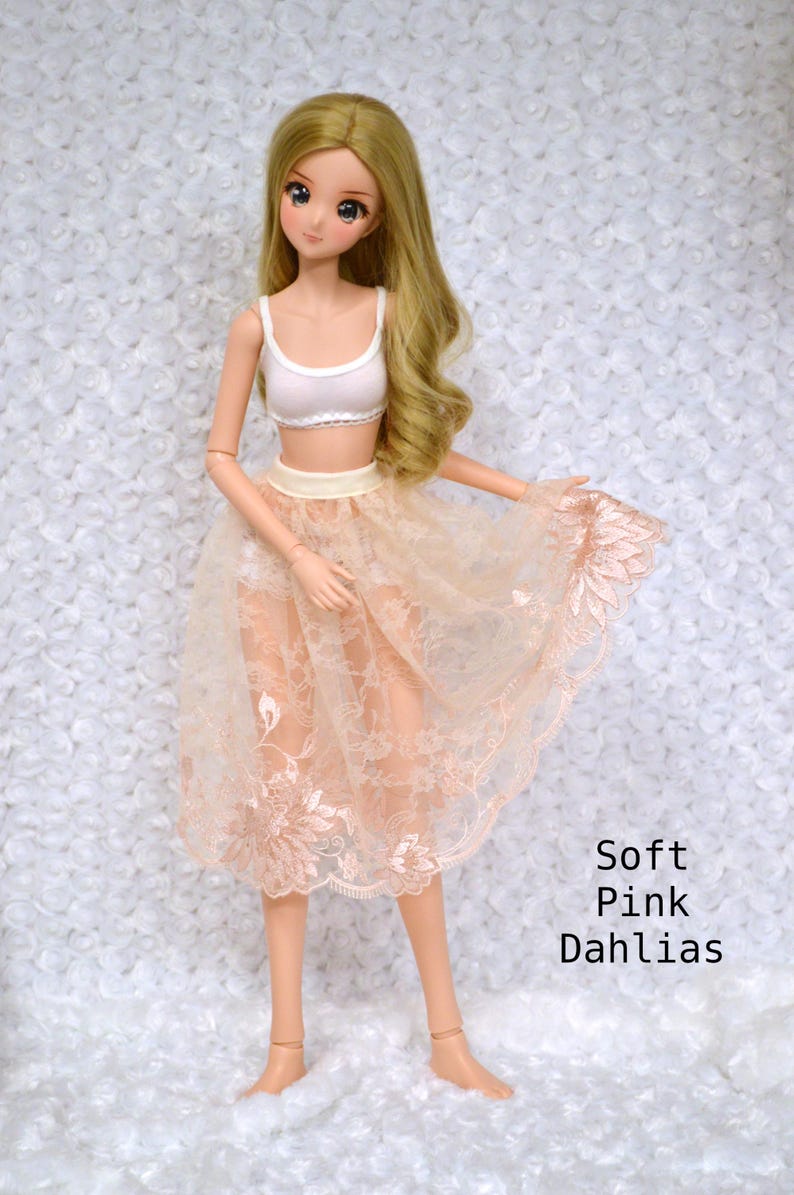 Smart Doll Lace Skirts in many color and design choices Soft Pink Dahlias