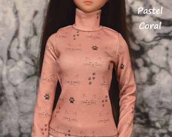 Smart Doll Organic Cotton Knit Turtleneck Top, also fits Dollfie Dream and slim 1/3 BJDs