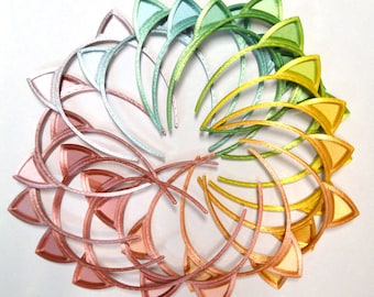 Limited Edition Rainbow Silky Cat Ear headbands fit Smart Doll and 8-9&quot; bjd heads