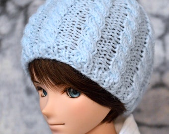 Hand-knit Cap with Cable Design for Smart Doll and 1/3 Scale BJDs: choose from colors available