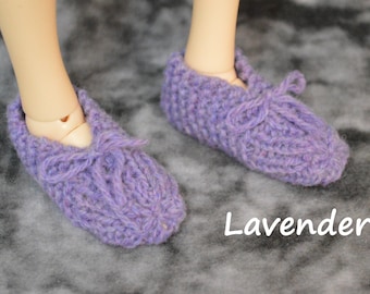 MSD BJD gals' and guys' Hand-Knit Slippers to match our Pajamas, or not.