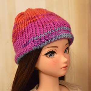 Smart Doll hand-knit Hats in color choices Candy Stripe