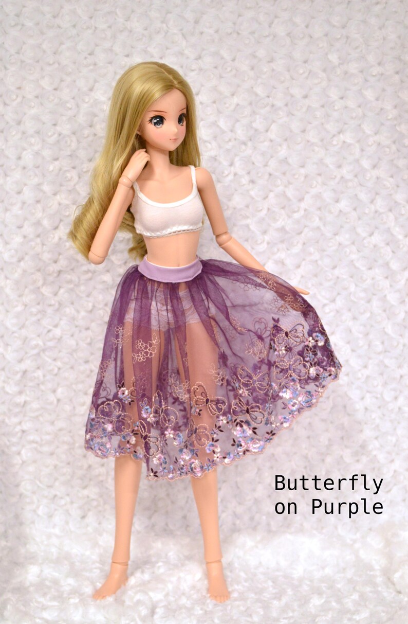 Smart Doll Lace Skirts in many color and design choices Butterfly on Purple