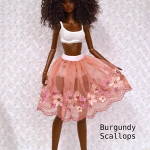 Smart Doll Lace Skirts in many color and design choices Burgundy Scallops