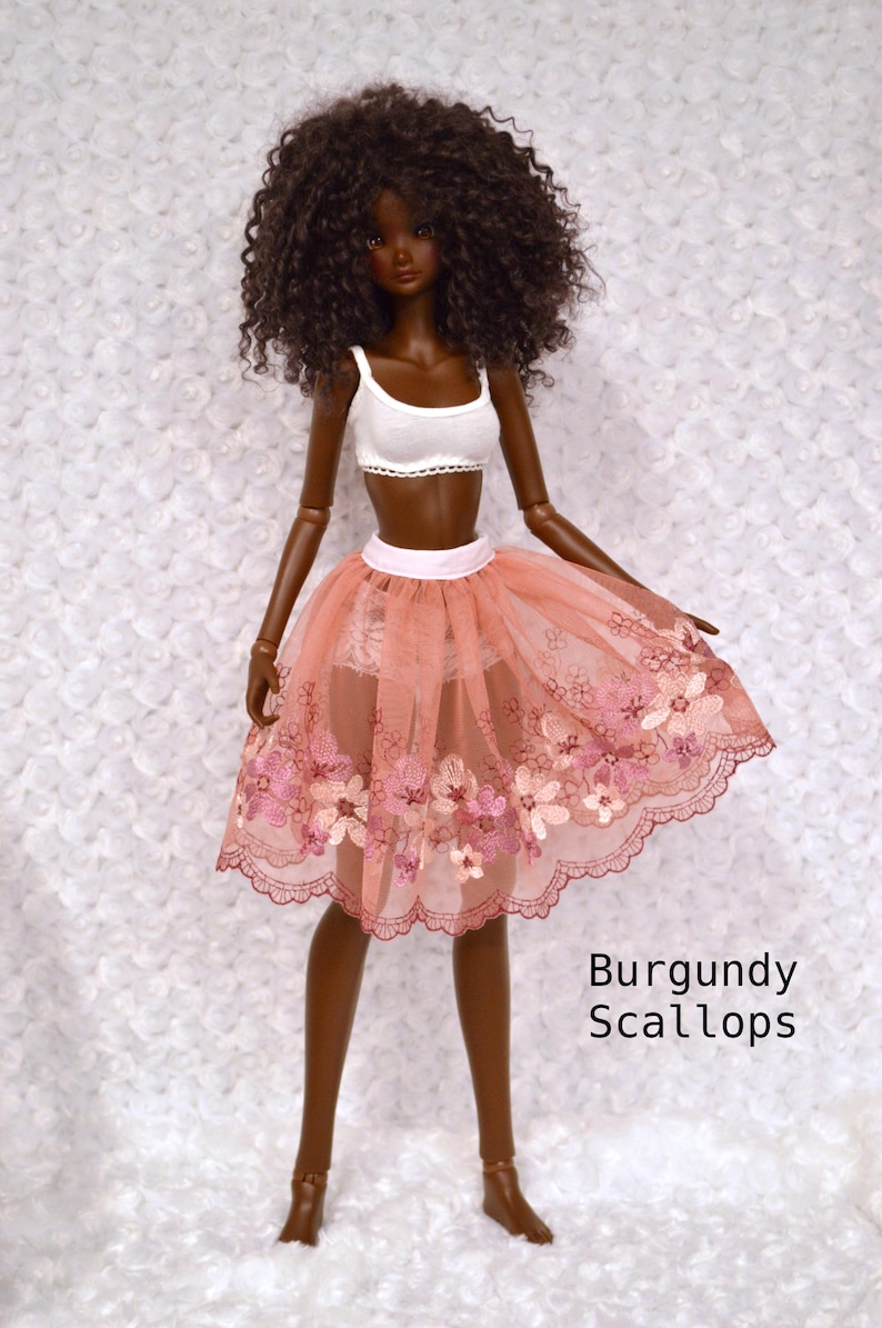 Smart Doll Lace Skirts in many color and design choices Burgundy Scallops