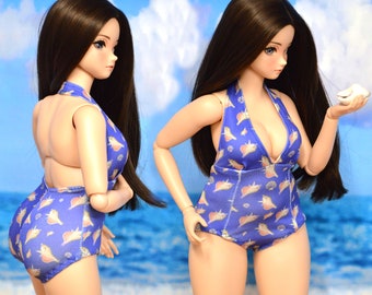 Halter-Style Swimsuits for Smart Doll with Pear Body in choices of patterns/colors