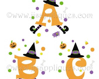 Instant Download - Fonts Halloween Designs Embroidery Font - Witch Decorated Large Capital Letters 5x7, 6x10 hoops