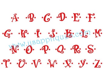 Instant Download - Fonts - Embroidery Font Designs - Boingo Font Designs Capital Letters, Dotted, Decorated Fonts, 5 inches tall