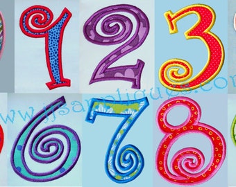 Fonts - Boingo Applique Font - Boingo Applique Numbers Machine Embroidery Designs 4 inch, 6 inch, 8 inch - Instant Download