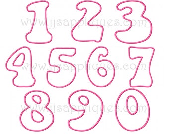 Fonts - Truckin Applique Numbers Machine Embroidery Designs - 4 Height Sizes: 9 inch, 7 inch, 5 inch, 4 inch - Instant Download