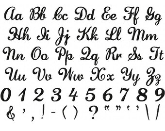 Fonts - Embroidery Font Designs - Lauren Script Font Letters, Numbers, Symbols 2 inch, 1 inch, 3/4 inch, 1/2 inch sizes - Instant Download