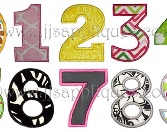 Fonts - Block Applique Fonts - Block Applique Numbers Machine Embroidery Designs, 3 sizes for 4x4 hoop - Instant Download