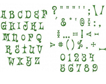 Instant Download - Fonts - Embroidery Fonts - Happy Days Font Letters, Numbers, Symbols 2 inch, 1 inch, 3/4 inch, 1/2 inch sizes