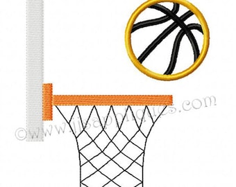 Sports Designs Basketball Hoop Embroidery Applique Design  - Basketball with Hoop Applique for the 4x4, 5x7, 6x10 hoops - Instant Download