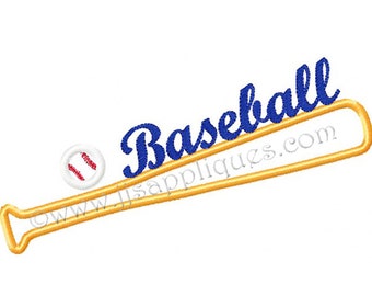 Instant Download Sports Designs Baseball Designs Embroidery Applique - Baseball over Bat 4x4, 5x7, 6x10 hoops