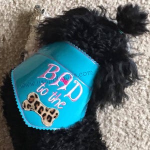 ITH Doggie Bandana Embroidery Design Bad to the Bone Girl In The Hoop Slide On Collar Bandana Design 5x7 hoop 2 sizes Instant Download image 1