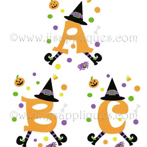 Instant Download Fonts Halloween Designs Embroidery Font Witch Decorated Large Capital Letters 5x7, 6x10 hoops image 1