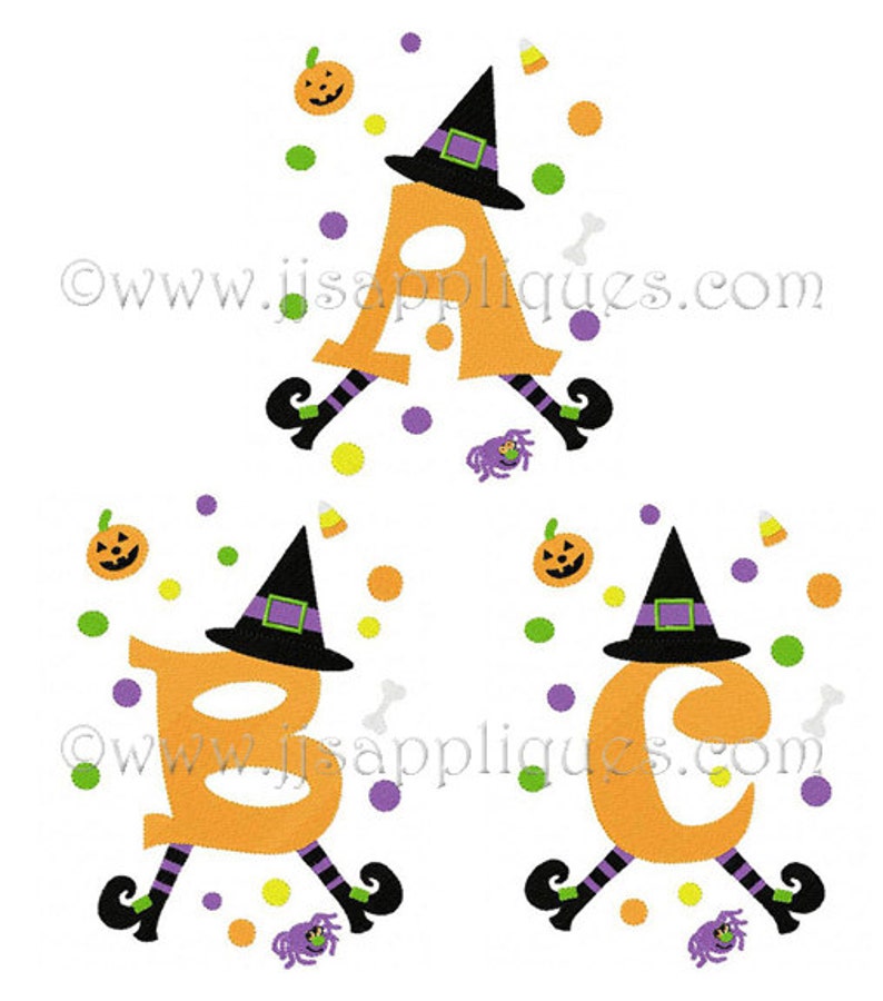 Instant Download Fonts Halloween Designs Embroidery Font Witch Decorated Large Capital Letters 5x7, 6x10 hoops image 1