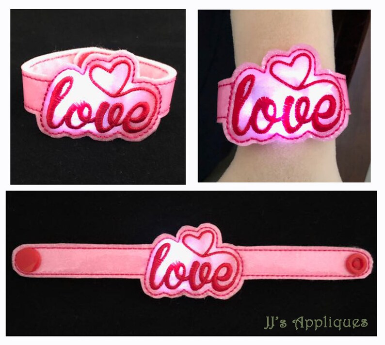 Ith snap on flashing valentine bracelets set of 5 embroidery  etsy Ith snap on flashing valentine bracelets set of 5 embroidery  etsy