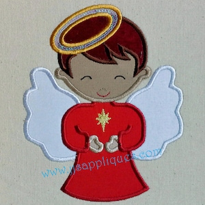 Christmas Angel Boy Sleeps Applique Embroidery Design - 4x4, 5x7, 6x10 hoop sizes Instant Download