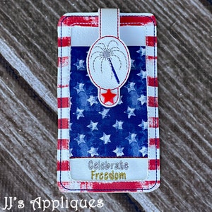 ITH - Credit Card-Money Wallet – Celebrate Freedom for a 5x7 hoop - Instant Download