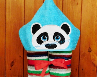 Panda  Peeker Hooded Towel In the Hoop Panda Bear Peeker applique  digital design 4x4, 5x7, 6x10 hoops - Instant Download