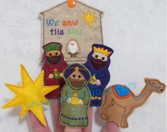 ITH 3 Wisemen Finger Puppet Set with Carry Case Digital Embroidery Designs - Instant Download