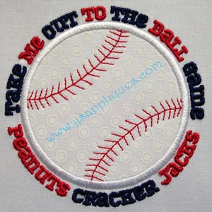 Sports Sayings Baseball Embroidery Applique Design Baseball Take Me Out for 4x4, 5x7, 6x10 hoops Instant Download image 2