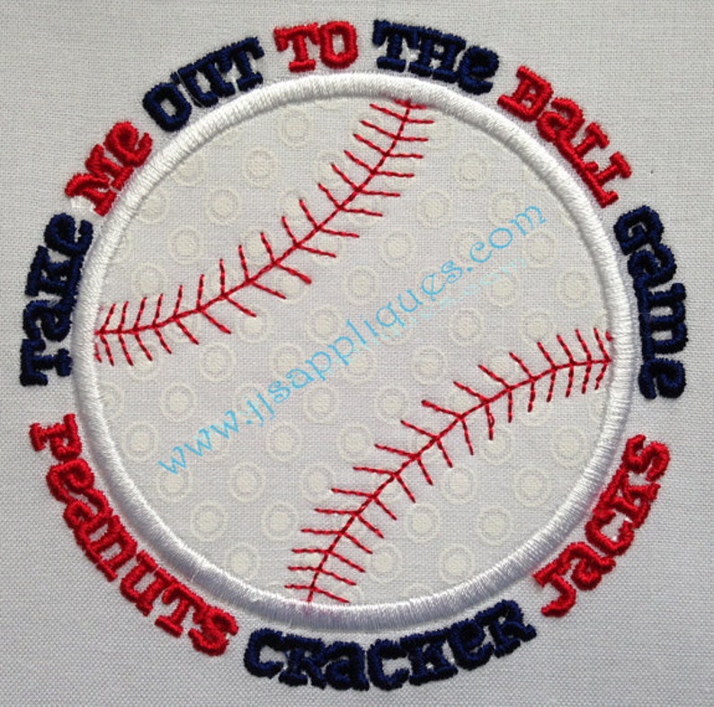 Sports Sayings Baseball Embroidery Applique Design Baseball Take Me Out for 4x4, 5x7, 6x10 hoops Instant Download image 2