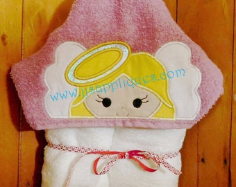 Angel Peeker Hooded Towel In the Hoop applique digital design 4x4, 5x7, 6x10 hoops - Instant Download