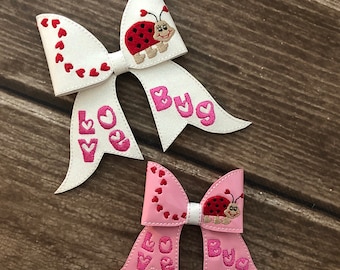 ITH Love Bug Cheer Bow  Embroidery Design - 2 sizes with multiple designs in 4x4, 5x7, 6x10 hoop sizes - Instant Download