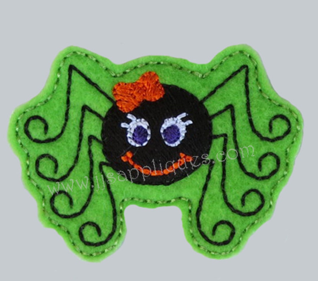 Set of 2 Snap on Spider Feltie Designs - 2 Inch Spider Embroidery ...