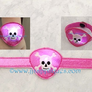 ITH Snap On Flashing Pirate Skull Bracelet Embroidery Design - adult child toddler sizes - 6x10, 5x7 hoops with multiples- Instant Download