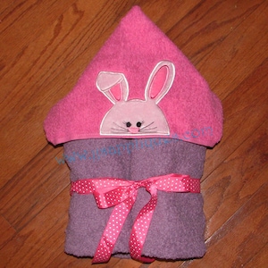 Easter Bunny Girl Peeker Hooded Towel In the Hoop applique digital design 4x4, 5x7, 6x10 hoops - Instant Download