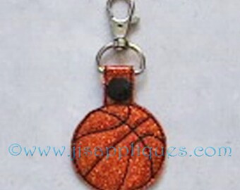 Instant Download - ITH Snap On Basketball Key Fob Design - Embroidery Feltie Key Fob - 4x4, 5x7 hoop