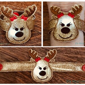 ITH Snap On Flashing Reindeer Girl Armband Stickdatei - Erwachsene Kinder Kleinkind Größen - 6x10, 5x7 Hoops mit einem Vielfachen - Instant Download