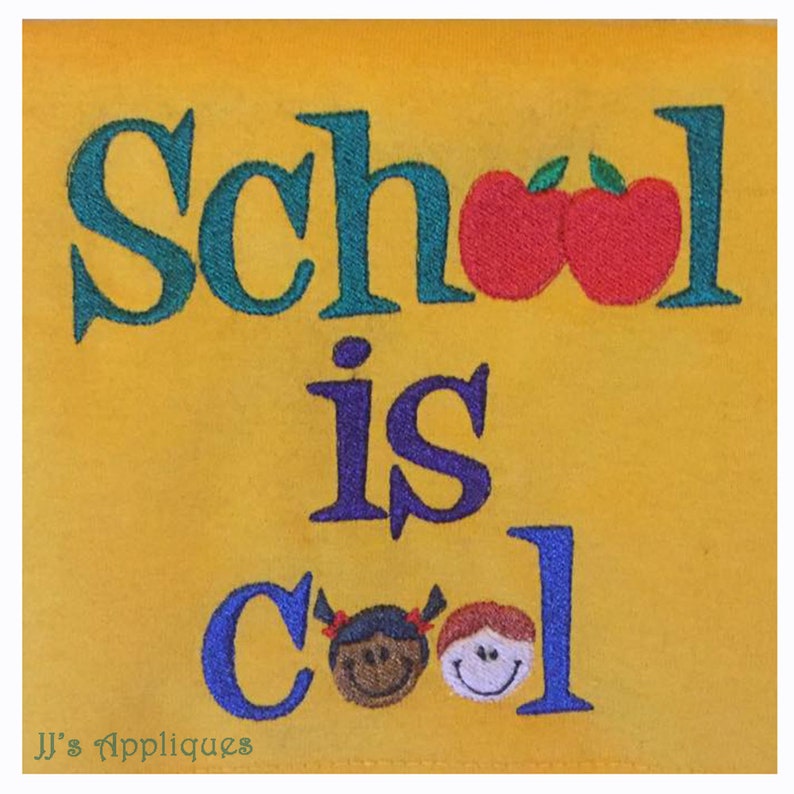 Instant Download School Embroidey Designs Back to School Design School is Cool Embroidery School is Cool 4x4, 5x7, 6x10 hoops image 1