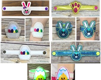 Easter Set of 5 Flashing Bracelets - ITH - 4 sizes for 5x7 and 6x10 with multiples - Instant Download